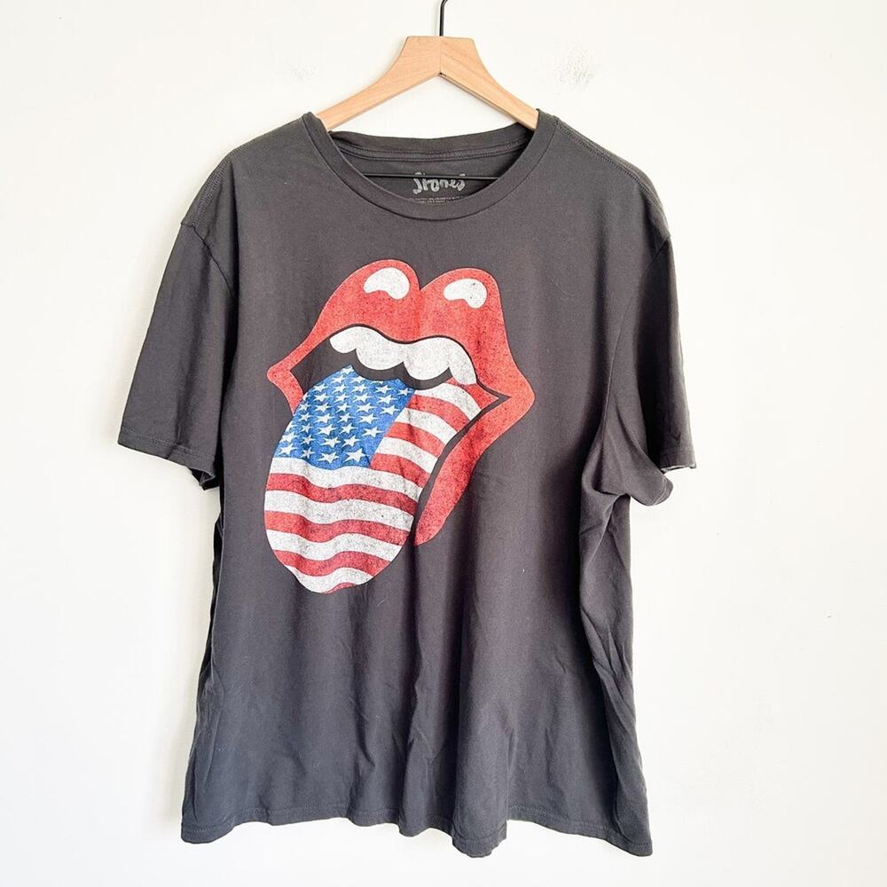 Rolling Stones American Flag Band Short Sleeve TShirt Gray Size 3XL